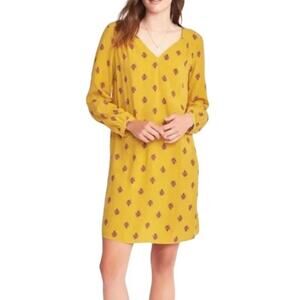 Old Navy Shift Dress Floral Long Sleeve V Neck Mini Yellow Womens Size XXL Tall